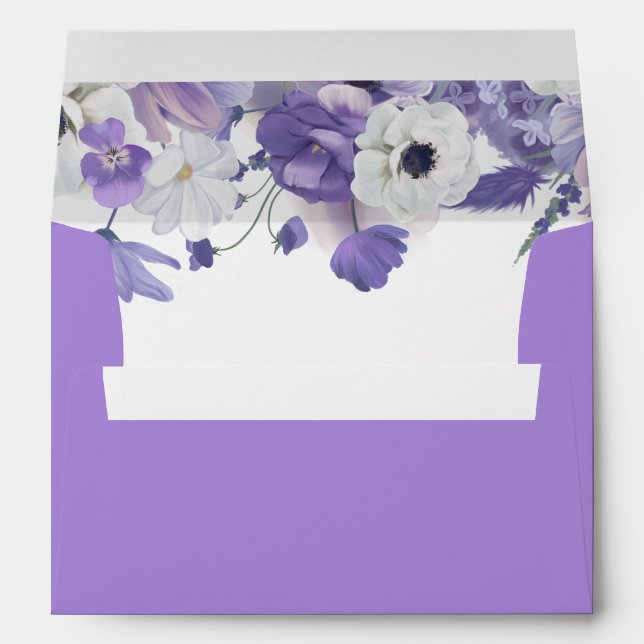 Enveloppe Fleur sauvage Mauve Boho Rustic Purple Mariage (Dos (Bas))