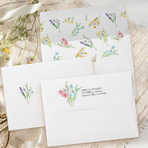 Enveloppe Fleur sauvage Meadow Pastel Faire-part de mariage 