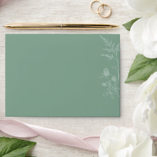 Enveloppe Fleur sauvage moderne minimaliste Mariage vert