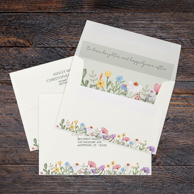 Enveloppe Fleur sauvage moderne Rustique  Sage Liner Mariage (Créateur téléchargé)