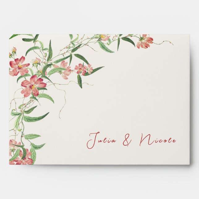Enveloppe Fleur sauvage rose Rose Spring Garland Mariage (Devant)