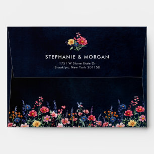 Enveloppe Fleur sauvage Rustique Pays Boho Floral Marine Mar
