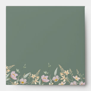 Enveloppe Fleur sauvage Sage Deco Mariage Carré