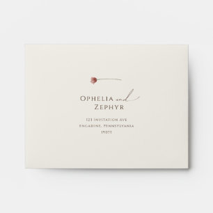 Enveloppe Fleur sauvage simple   Beige Auto-Adressé RSVP
