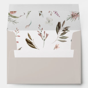 Enveloppe fleur sauvage Verdure Taupe Lined