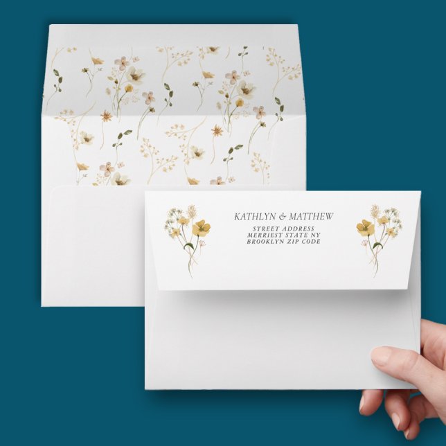 Enveloppe Fleur sauvage Whimsical Boho Mariage moderne (Créateur téléchargé)