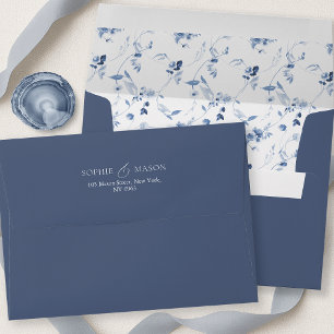 Enveloppe Fleurie Bleu Poussiéreux avec Doublure A