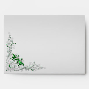 Enveloppe fleurie des remous 5x7 d'argent de vert