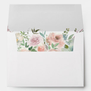 Enveloppe Fleurie Rose Pâle et Succulente