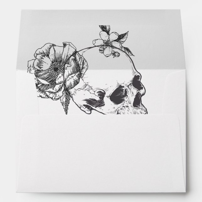 Enveloppe Fleurs à main gothique Crâne 5x7 Invitation Env (Dos (Bas))