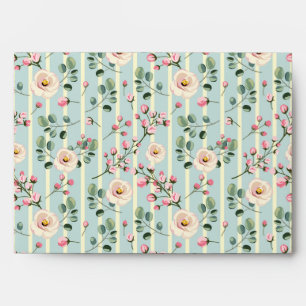Enveloppe Fleurs à rayures douces