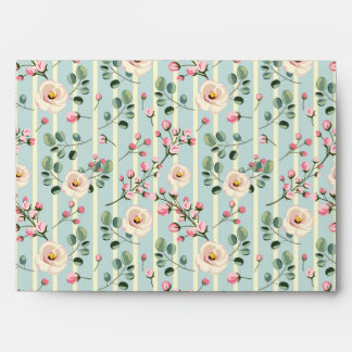 Enveloppe Fleurs à rayures douces