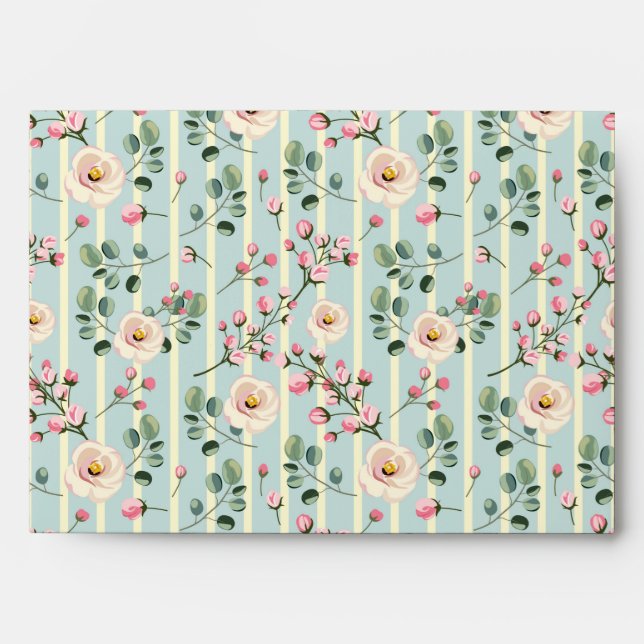 Enveloppe Fleurs à rayures douces (Devant)