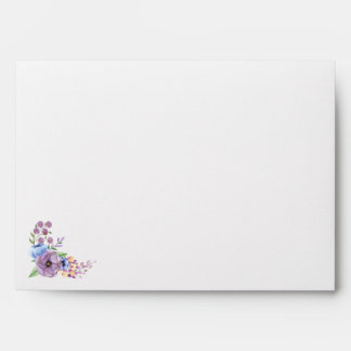 Enveloppe Fleurs aquarelles boho lilas et sarcelle Personnal