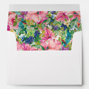 Enveloppe Fleurs aquarelles rose bleu