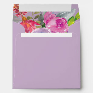 Enveloppe Fleurs aquarelles rose violet