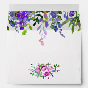 Enveloppe Fleurs aquarelles violettes