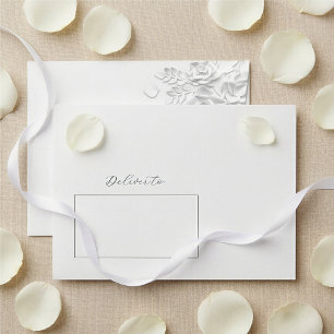 Enveloppe Fleurs blanches 3D Roses Mariage