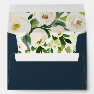 Enveloppe Fleurs blanches Belle feuille verte Mariage nuptia