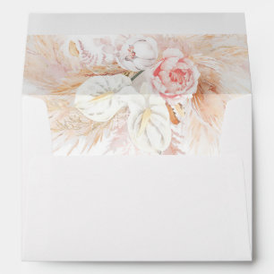 Enveloppe Fleurs blanches et roses Pampas Grass Elegant Boho