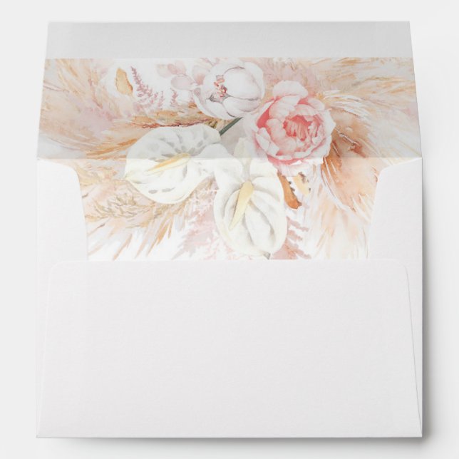 Enveloppe Fleurs blanches et roses Pampas Grass Elegant Boho (Dos (Bas))