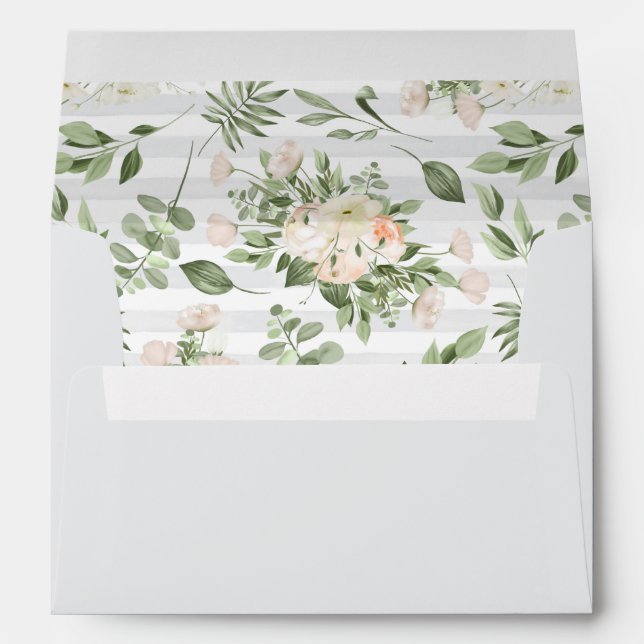 Enveloppe Fleurs blanches les plus douces sur des rayures de (Dos (Bas))
