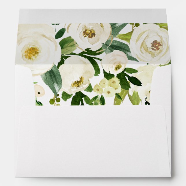 Enveloppe Fleurs blanches modernes Belle mariée Mariage (Dos (Bas))