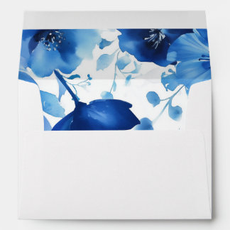 Enveloppe Fleurs Bleues Aquarelle Réception de Mariage SUR M