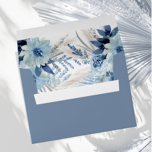 Enveloppe Fleurs bleues Dusty modernes Belle mariée Mariage
