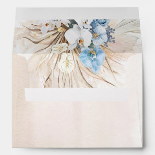 Enveloppe Fleurs Bleues Dusty Pampas Grass Blanc Orchidées E