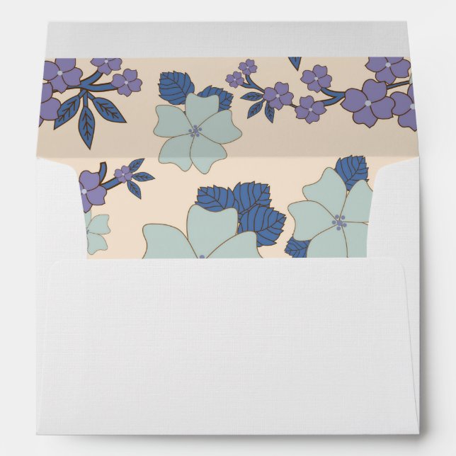 Enveloppe Fleurs Bleues, Fleurs Violettes, Motif Floral (Dos (Bas))