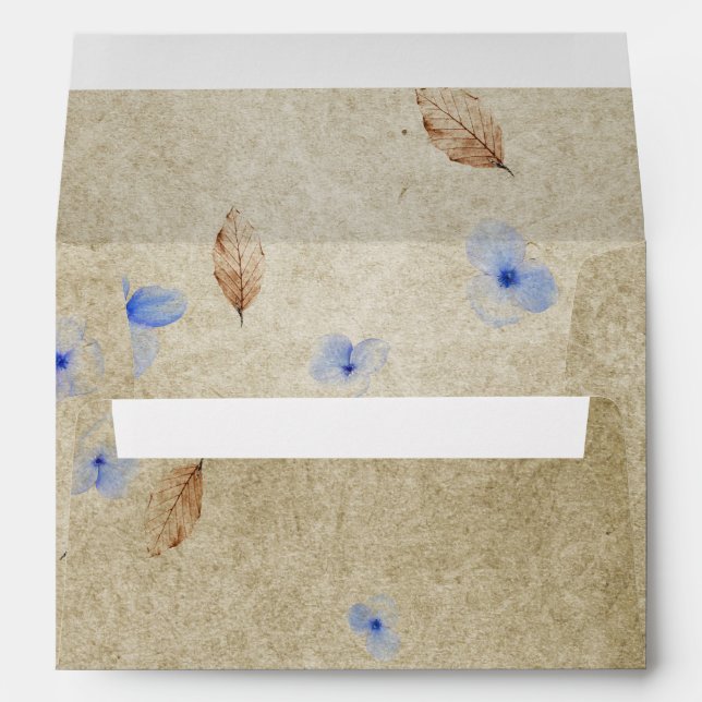 Enveloppe Fleurs bleues peintes sur mesure Kraft (Dos (Bas))