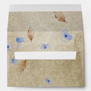 Enveloppe Fleurs bleues peintes sur mesure Kraft