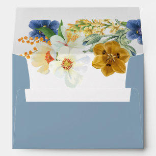 Enveloppe Fleurs bleues poussiéreuses de printemps et d'été