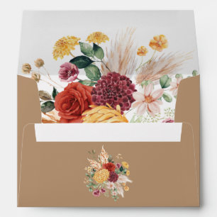 Enveloppe Fleurs Boho vintages Pampas Vert herbe