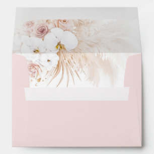 Enveloppe Fleurs botaniques exotiques boho et herbe de pampa