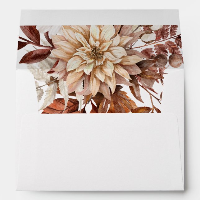 Enveloppe Fleurs dalia d'automne et mariage de automne feuil (Dos (Bas))