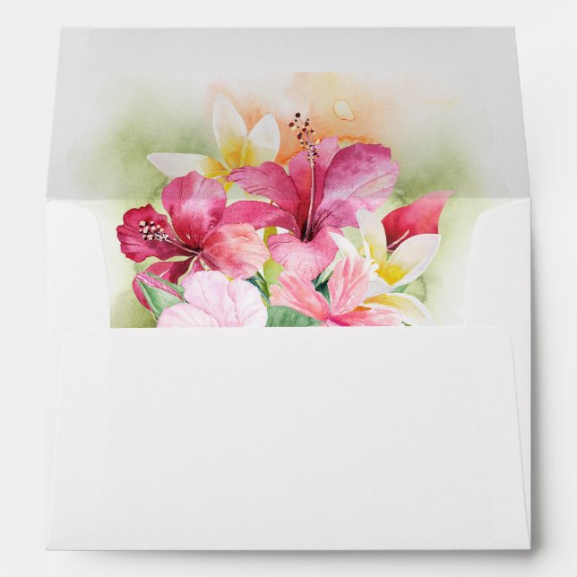 Enveloppe Fleurs d'ananas tropicales Plage ensoleillée (Dos (Bas))