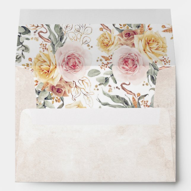 Enveloppe Fleurs d'aquarelle colorée Motif Botanique (Dos (Bas))