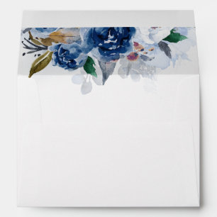 Enveloppe Fleurs d'aquarelle de bleu marine
