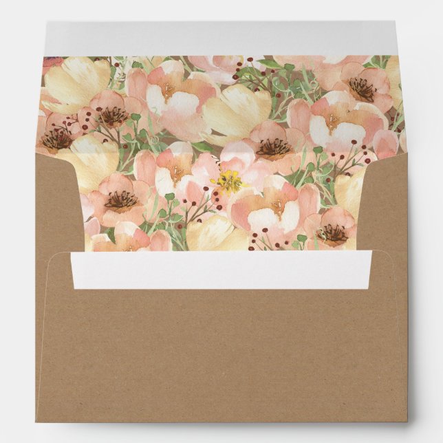 Enveloppe Fleurs d'aquarelle de la pêche de corail (Dos (Bas))