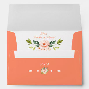 Enveloppe Fleurs d'aquarelle moderne Vivre Coral Mariage
