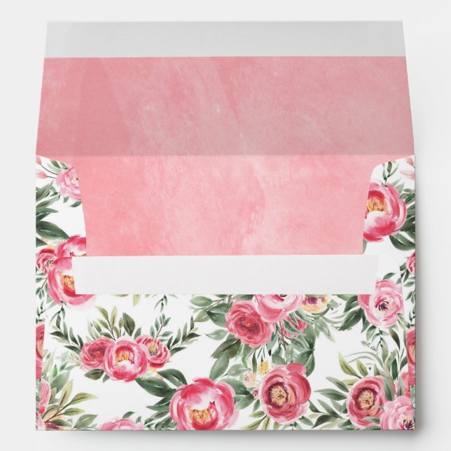 Enveloppe Fleurs d'aquarelle rose (Dos (Bas))