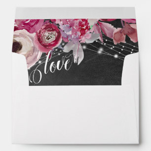 Enveloppe Fleurs d'aquarelle rose éclatant l'amour du tablea