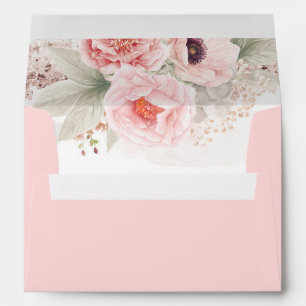 Enveloppe Fleurs d'aquarelle rose pâle élégantes