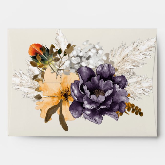 Enveloppe Fleurs d'automne et Mariage d'ivoire en laiton de  (Dos (Haut rabat))