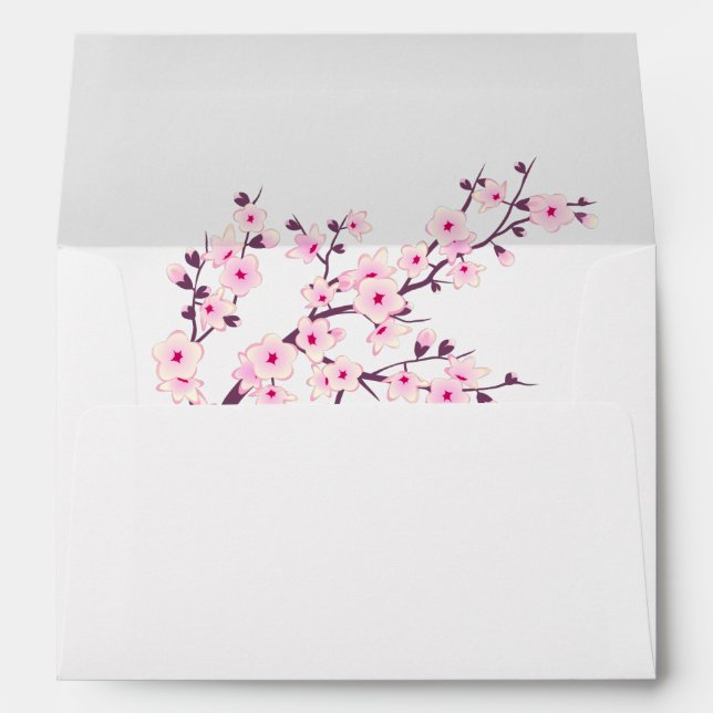 Enveloppe Fleurs de cerisier rose blanc (Dos (Bas))