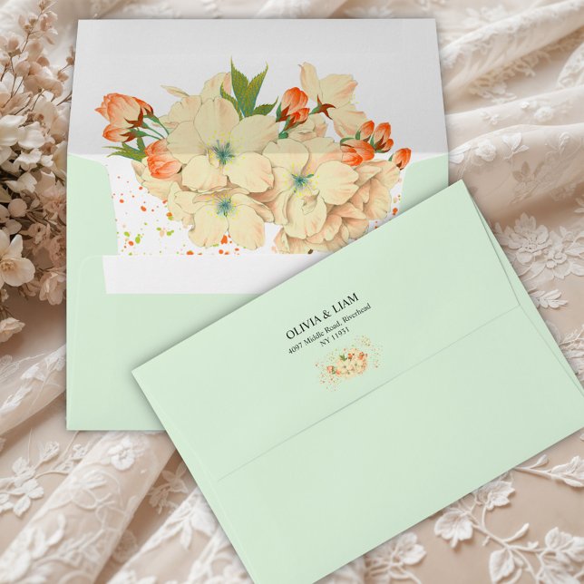 Enveloppe Fleurs de cerisier rose, Mariage d'adresse de reto (Créateur téléchargé)