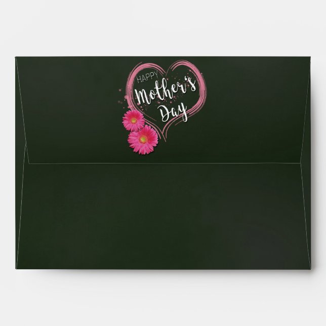 Enveloppe Fleurs de coeur roses Fête des mères - Envelope A7 (Dos (Haut rabat))