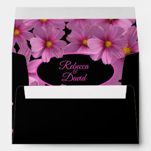 Enveloppe Fleurs de Cosmos violet sur Mariage Arrière - plan